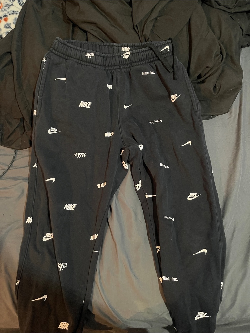 Nike Black Allover Logo Joggers for Kids